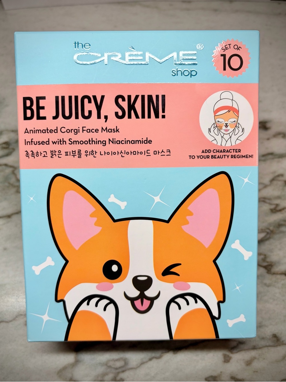 Be Juicy, Skin! The Crème Shop Corgi Face Sheet Masks (Set of 10)